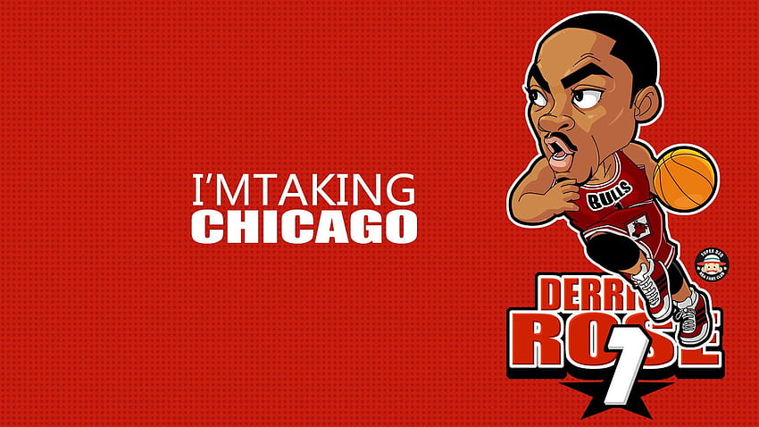 NBA Chicago Bulls Derrick-Rosen-Karikatur, Basketballkarten HD-Hintergrundbild