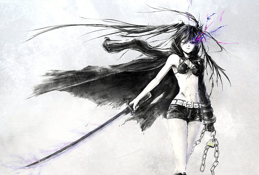 glow anime sword girl devil grunge demon gray  Anime Girl Demon  Drawing HD Png Download  vhv