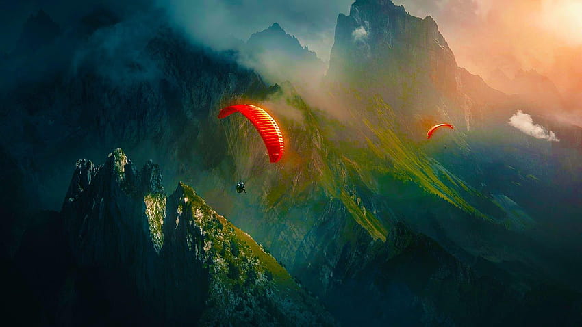 Skydiving and Backgrounds, fantastic parachute HD wallpaper