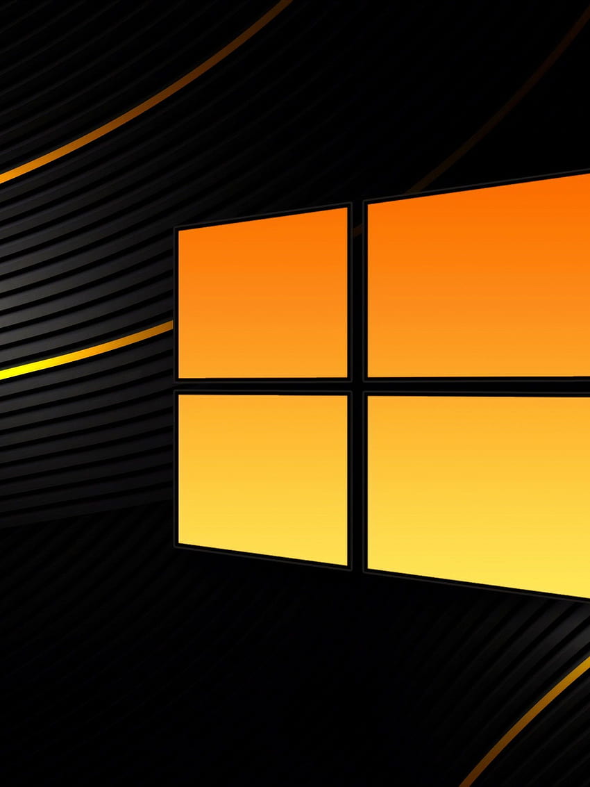Windows 10 , Latar belakang hitam, Abstrak, Kuning, , Teknologi, jendela oranye 10 wallpaper ponsel HD