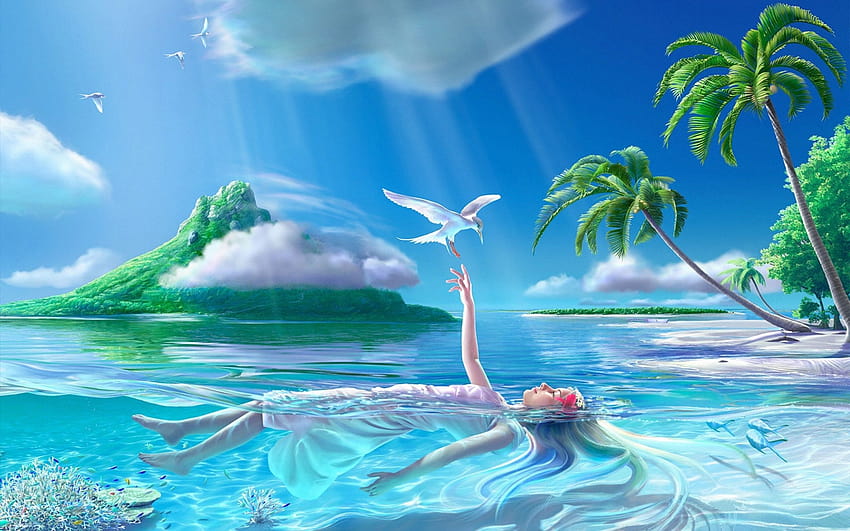 Sea And Cluds, sea anime HD wallpaper