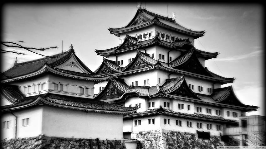 japanese black and white HD wallpaper