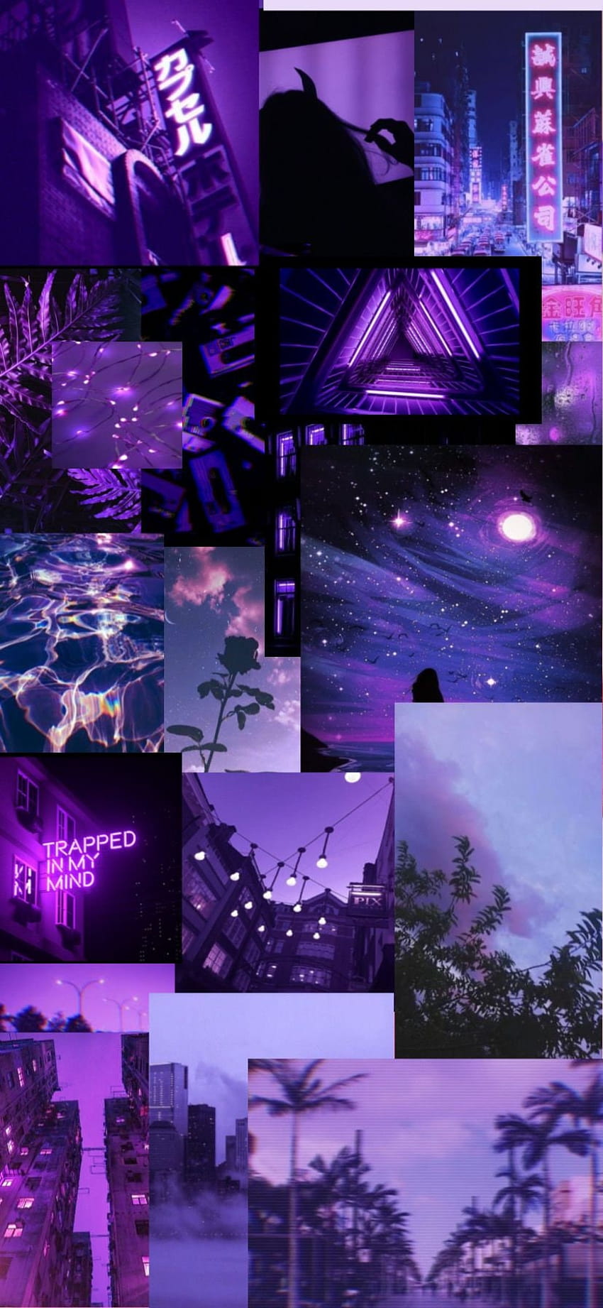 Kit collage estetico viola neon. Boujee Purple Mood Board, estetica collage viola Sfondo del telefono HD