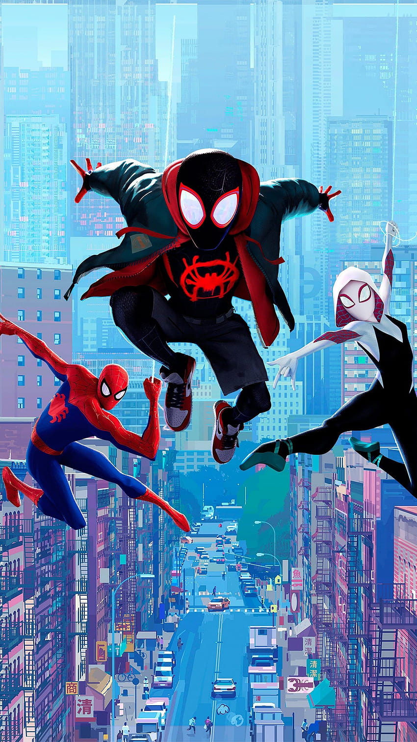 Spider Man in den Spinnenvers, Meilen und Gwen HD-Handy-Hintergrundbild