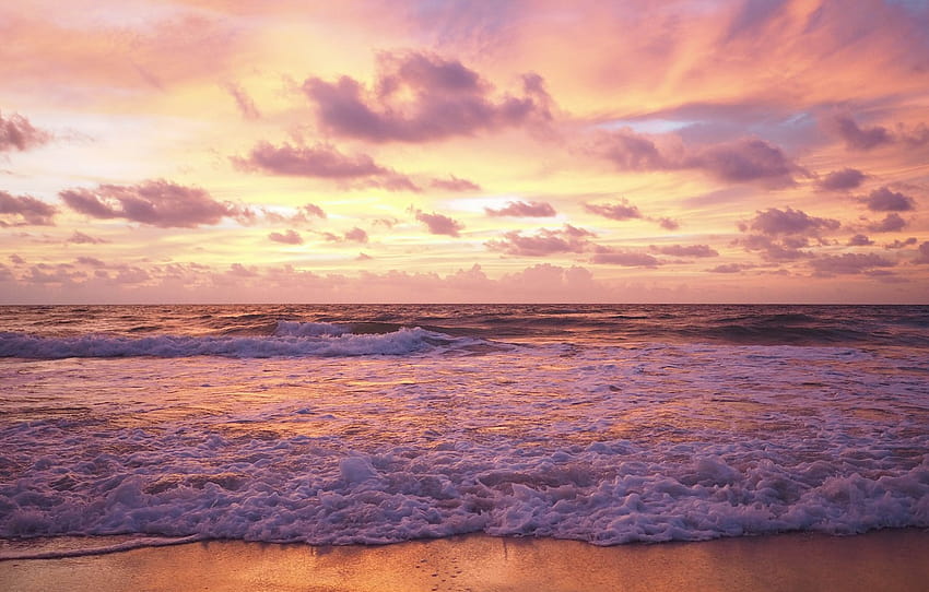 pasir, laut, gelombang, pantai, musim panas, matahari terbenam, musim panas, pantai, laut, matahari terbenam, merah muda, pemandangan laut, indah, pasir, gelombang, ungu , bagian пейзажи, matahari terbenam musim panas samudra Wallpaper HD