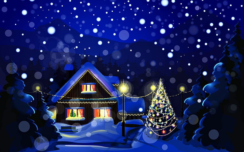6 Snowy Christmas, merry christmas night HD wallpaper
