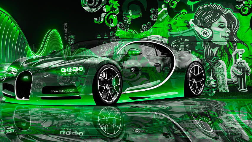Neon Bugatti, bugatti verde papel de parede HD