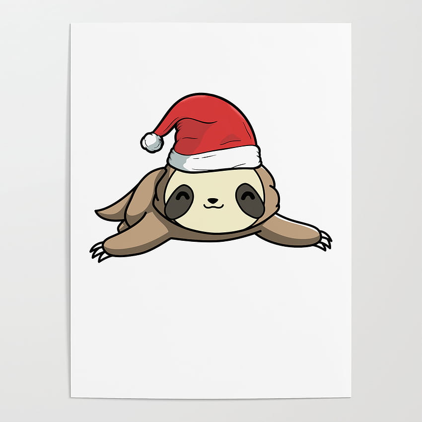 Wake Me Up When It's Christmas Sloth Candy Cane Poster by BUBL TEES, sloth merry christmas HD phone wallpaper
