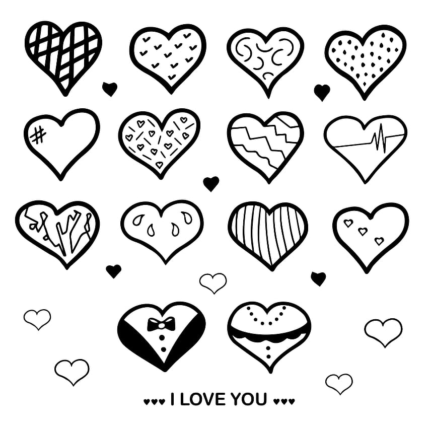 hearts , i love you, doodle. Illustration for backgrounds, covers, packaging, greeting cards, posters, stickers, textile, seasonal design. Isolated on white background. 4727030 Vector Art at Vecteezy, heart drawing HD phone wallpaper
