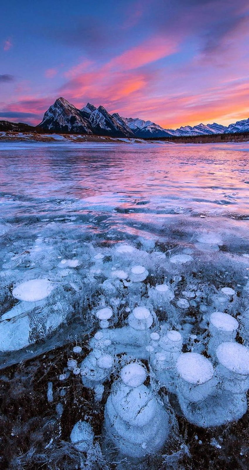 ボウ湖。 9 驚くほど美しい雪と氷の湖の風景 HD電話の壁紙