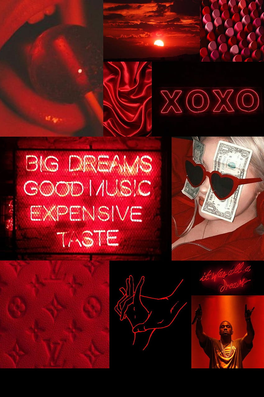 Dark Red mood board aesthetic collage, dark red aesthetic collage HD phone wallpaper