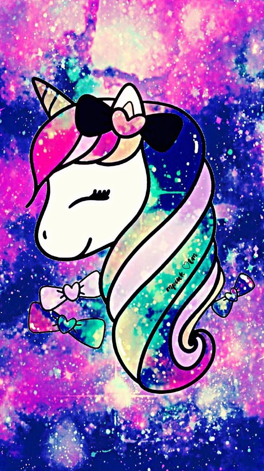 Unicornio Cutie Galaxy, unicornio brillante fondo de pantalla del teléfono