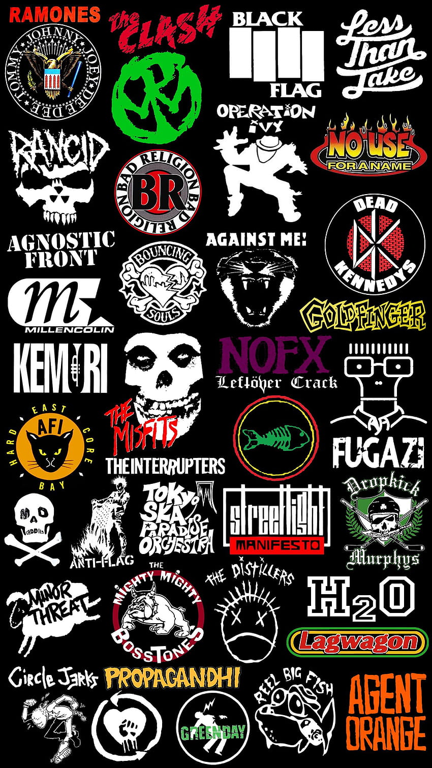 Logo zespołów punkrockowych, logo zespołu Tapeta na telefon HD