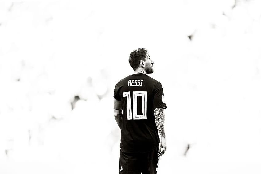 Lionel Messi モノクロ、スポーツ、背景、メッシの白黒 高画質の壁紙