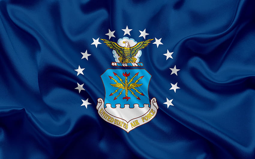 미국 공군, 깃발, 국장, 미 공군, 해상도 3840x2400의 실크 깃발. 고품질, 미국 공군 로고 HD 월페이퍼