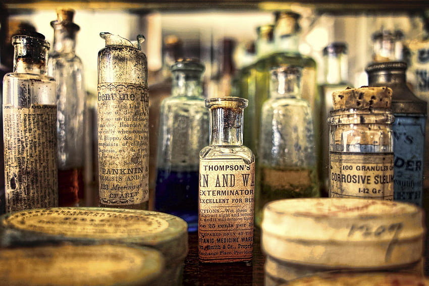 farmacia botella museo vintage fondo de pantalla