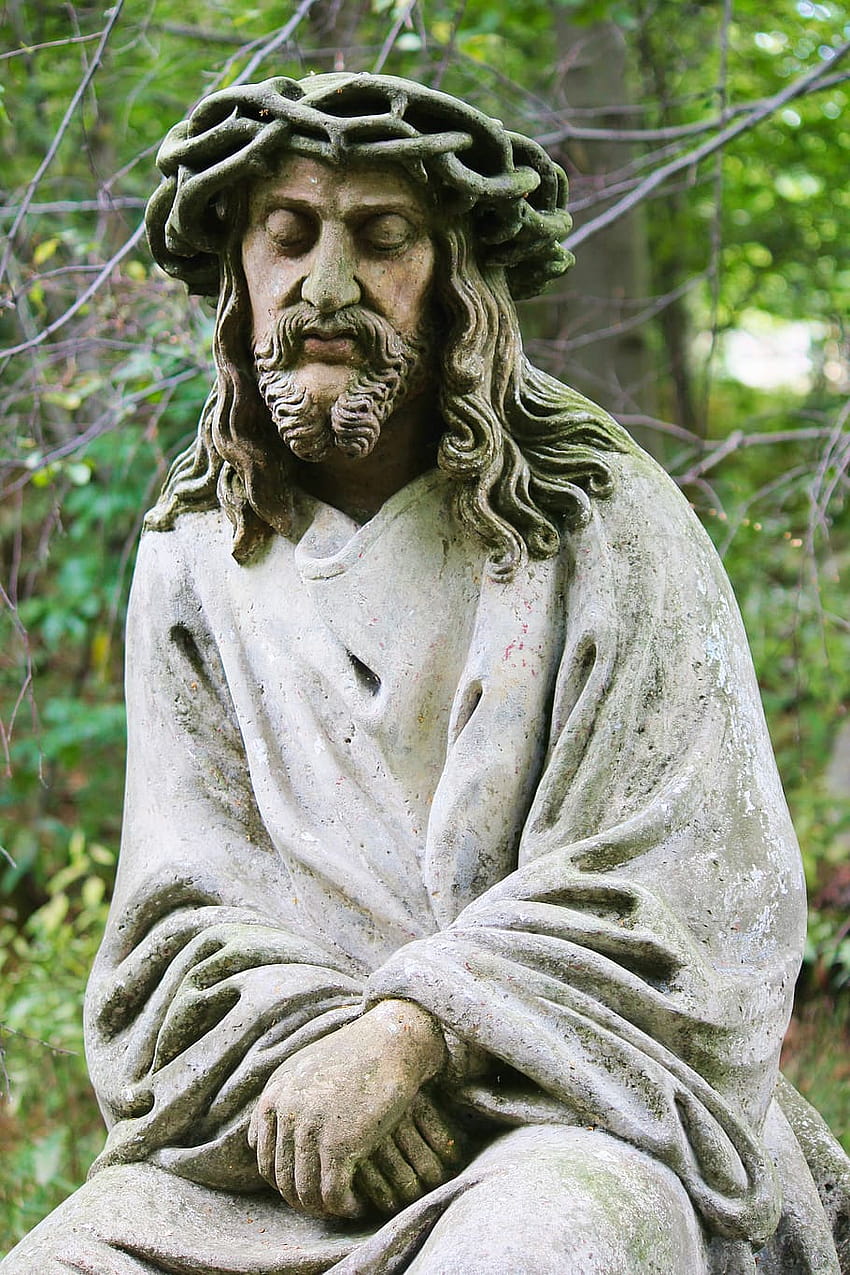 : statue, jesus, christus, dornenkrone, gewand, glaube, jesus dornenkrone HD-Handy-Hintergrundbild
