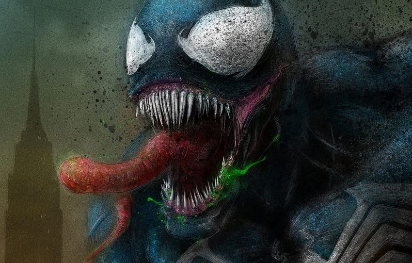 language, art, Venom, Venom, symbiote, green slime , section фантастика HD wallpaper