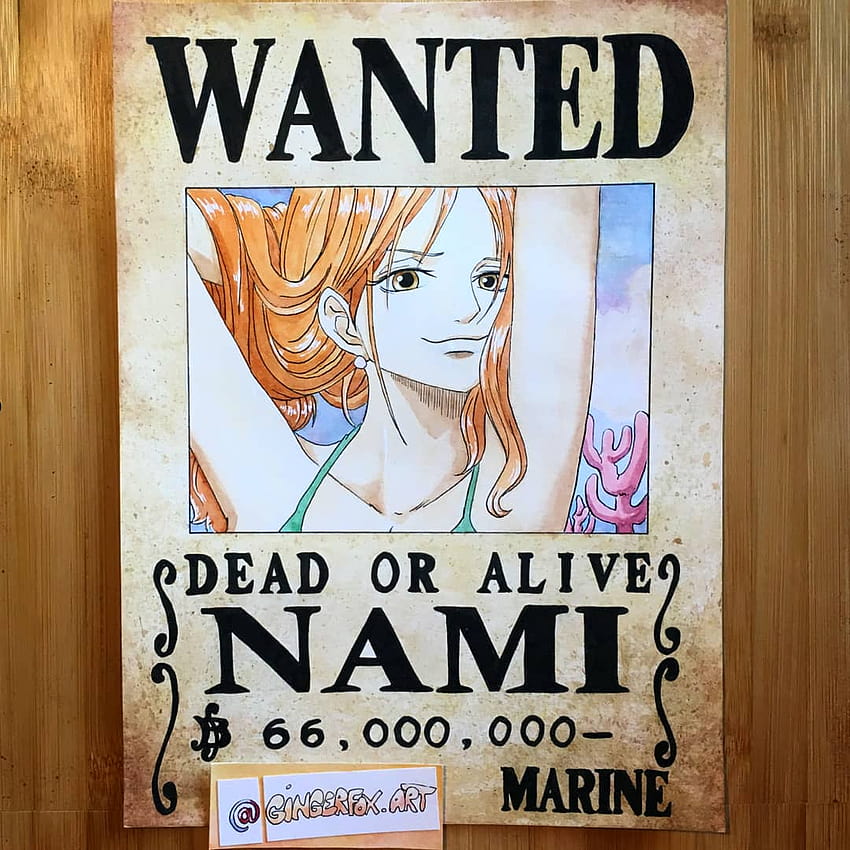 Nami Watercolour Wanted Poster, luffy wanted poster HD phone wallpaper