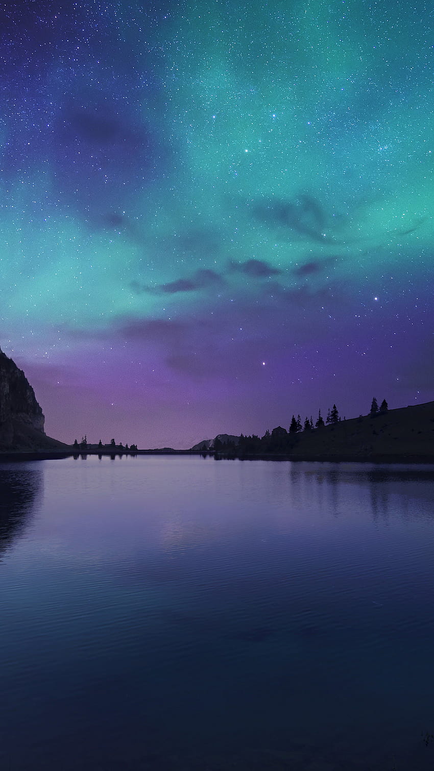 Aurora Borealis Night Sky Stars Lake Nature Scenery, mobile stars HD phone wallpaper