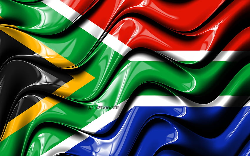 Bendera Afrika Selatan, Afrika, simbol nasional, Bendera Afrika Selatan, seni 3D, Afrika Selatan, negara-negara Afrika, bendera 3D Afrika Selatan dengan resolusi 3840x2400. Kualitas tinggi, bendera Wallpaper HD