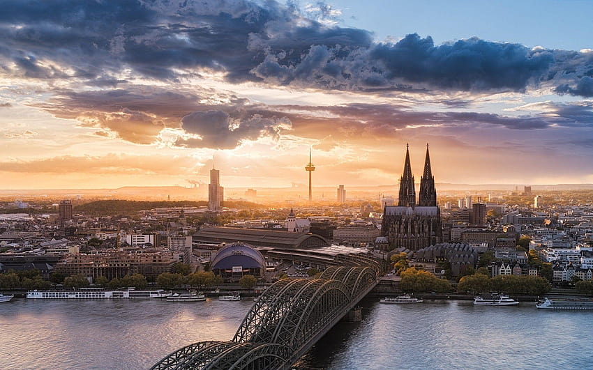 Cologne Cathedral and Hohenzollern Bridge Germany HD wallpaper