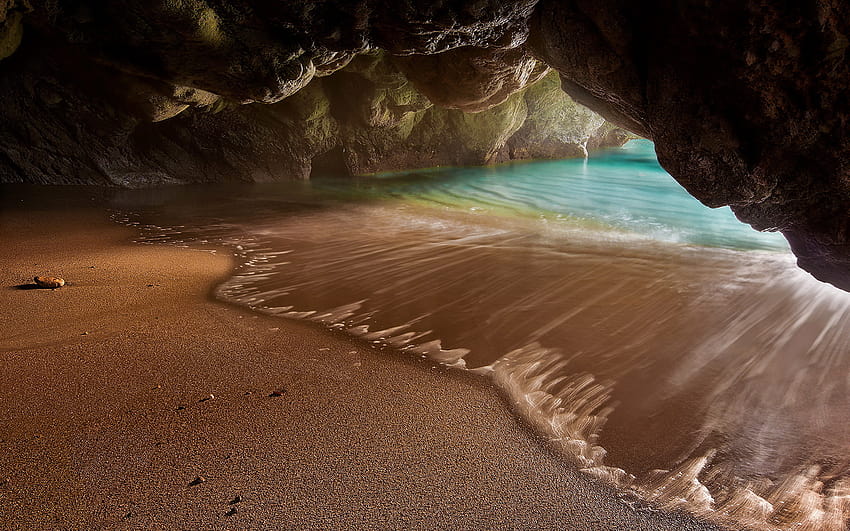 바다, 동굴, 해변, 모래, 바위, 동굴 » 자연 » GoodWP HD 월페이퍼
