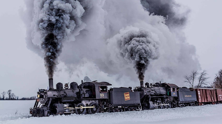 Strasburg Rail Road Train During Winter In Pennsylvania, winter railway HD wallpaper