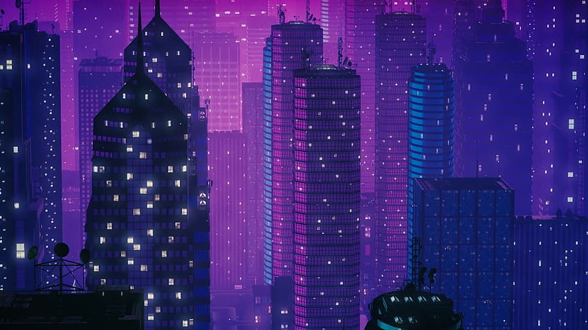 Synthwave City Animation Loop, screensaver retro synthwave Wallpaper HD