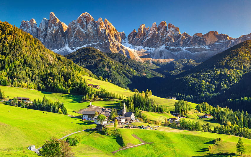 Dolomitas, verão, montanhas, Itália, Europa, montanhas de verão papel de parede HD