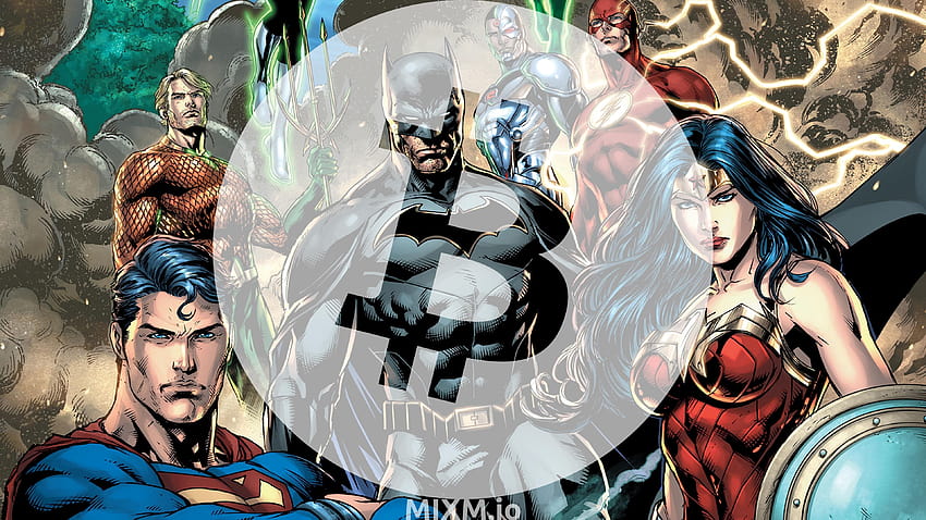 Bitcoin BTC Logo Justice League Superman Batman Wonder Woman HD-Hintergrundbild