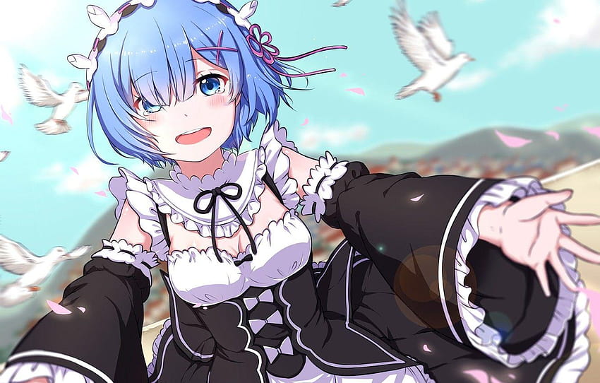 girl, joy, tears, anime, the maid, art, Rem, Re: Zero kara, rem rezero HD wallpaper