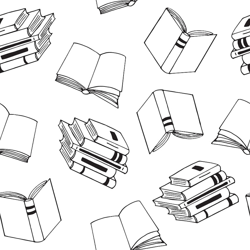 books seamless pattern. hand drawn doodle style. , minimalism, monochrome, sketch. , textile, wrapping paper backgrounds reading education bookstore science 4844315 Vector Art at Vecteezy, drawing book HD phone wallpaper