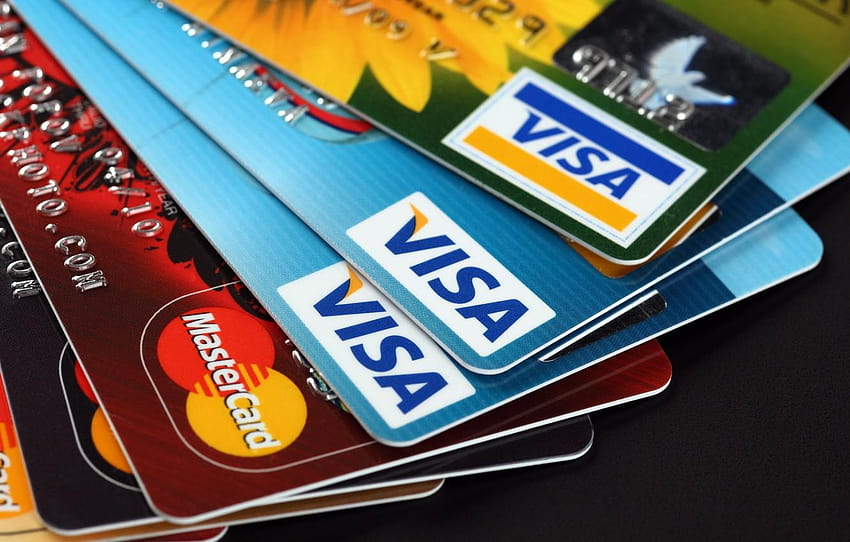 plastica, denaro, carte di credito, Visa per, mastercard Sfondo HD