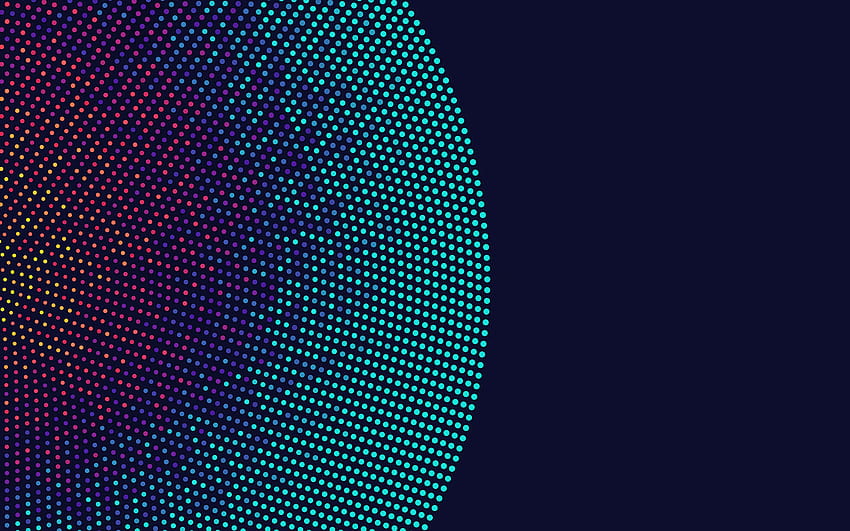 Kreis aus Punkten, Hintergrund mit Farbpunkten, kreisförmige Abstraktion, blauer Hintergrund, kreativer Kreis mit einer Auflösung von 2880 x 1800. Hohe Qualität HD-Hintergrundbild