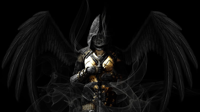 Ангелски крила Черен меч готически тъмен жътвар мрачни ангели HD тапет