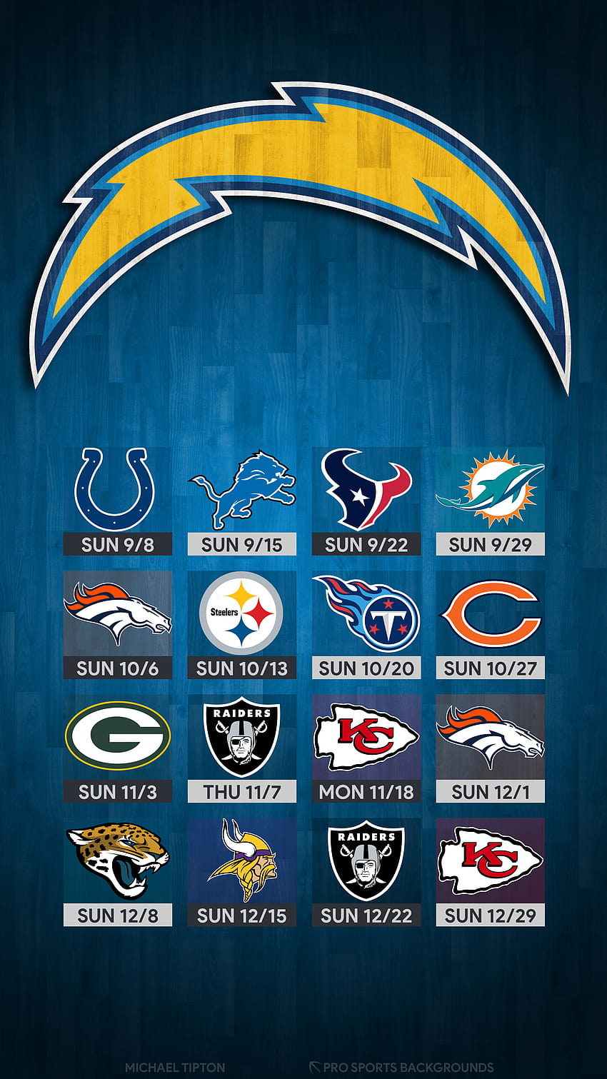 2019 Los Angeles Chargers schedule: Downloadable wallpaper