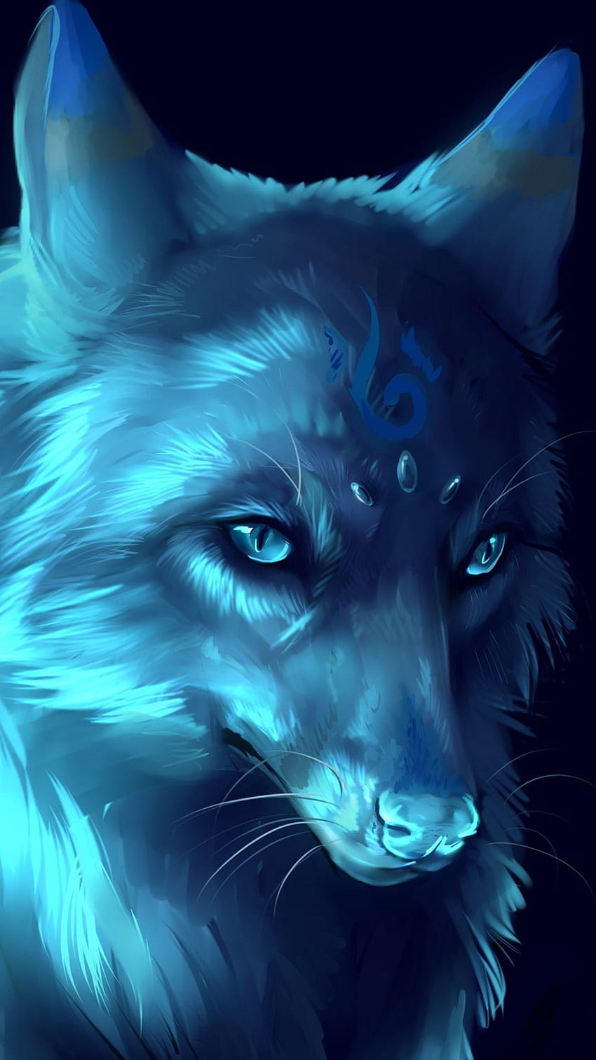 Fantasía/Lobo, azul lobo fondo de pantalla del teléfono