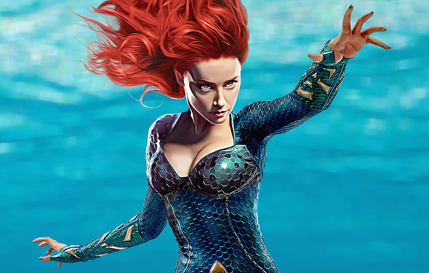 sea, Amber Heard, Aquaman, Mera , section фильмы, aquaman movie mera HD wallpaper