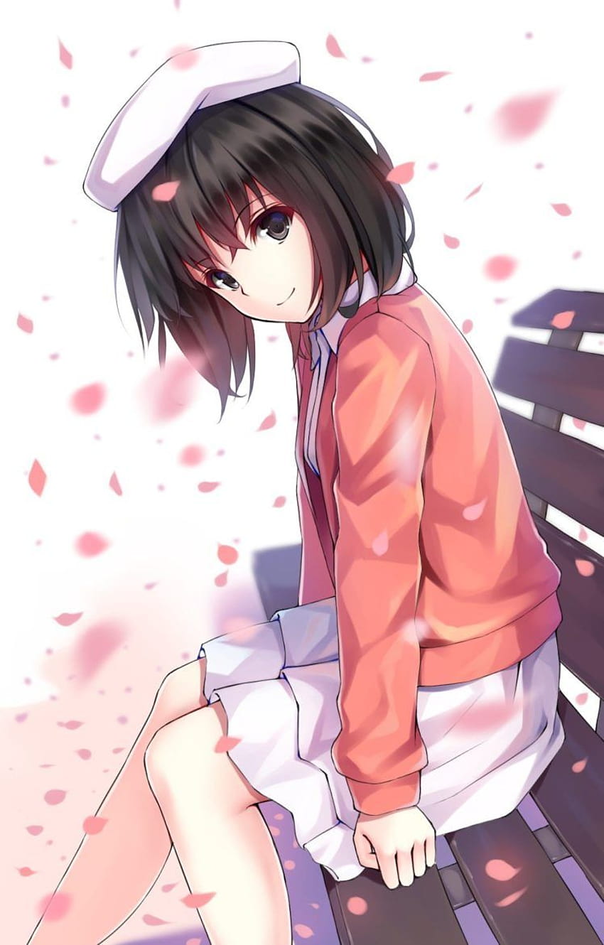 Kato Megumi, Saenai Heroine no Sodatekata, krótkie włosy, kwiat, dziewczyna z anime krótkie włosy Tapeta na telefon HD