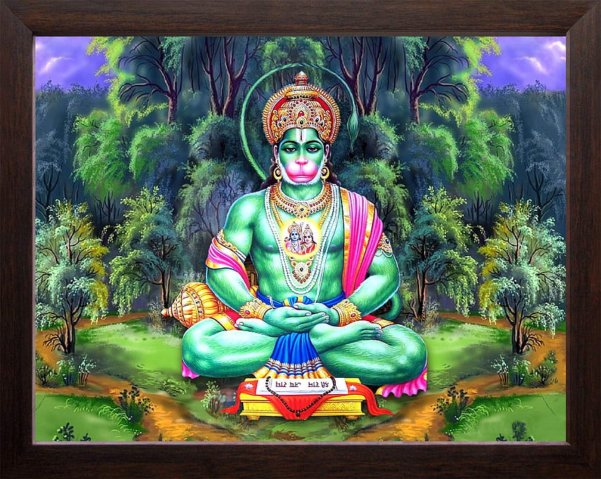 Art n Store: Lord Hanuman em uma meditação na floresta impressa, meditação hanuman papel de parede HD