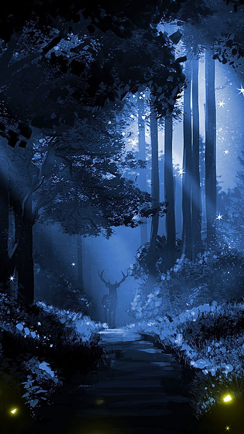 Bosque Iphone Naturaleza Noche, anime noche bosque fondo de pantalla del teléfono
