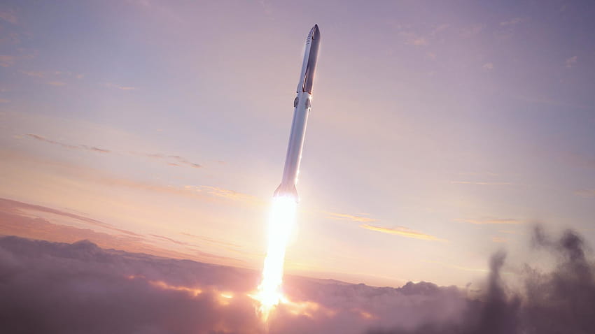 на новото изстрелване на Super Heavy Starship на SpaceX, колонизиращо Луната HD тапет