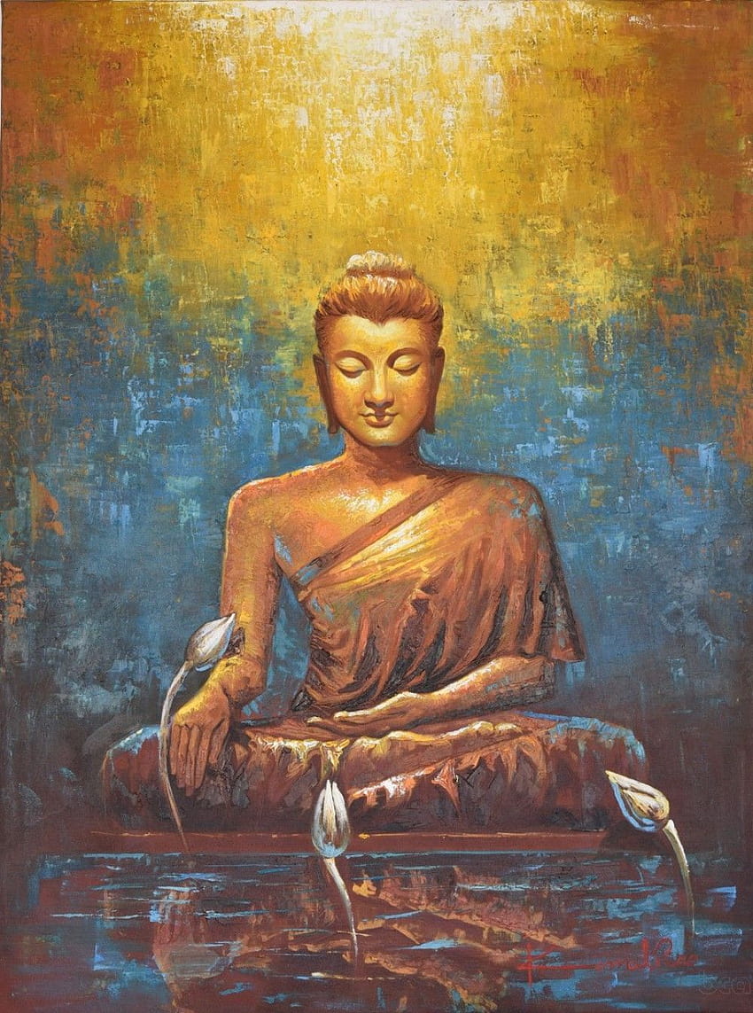 Buddha Reflection, buddha painting HD phone wallpaper