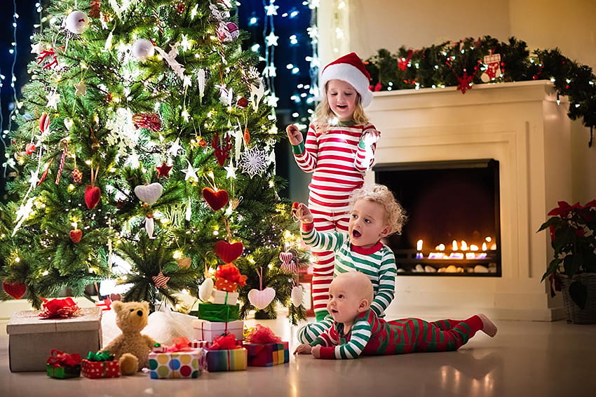 Little girls Boys Infants Christmas Children New Year, holiday pajamas HD wallpaper