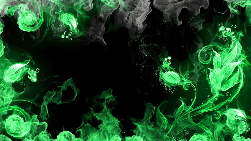 green fire illustration, green flames HD wallpaper