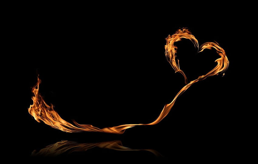 background, fire, flame ...goodfon, flaming hearts HD wallpaper