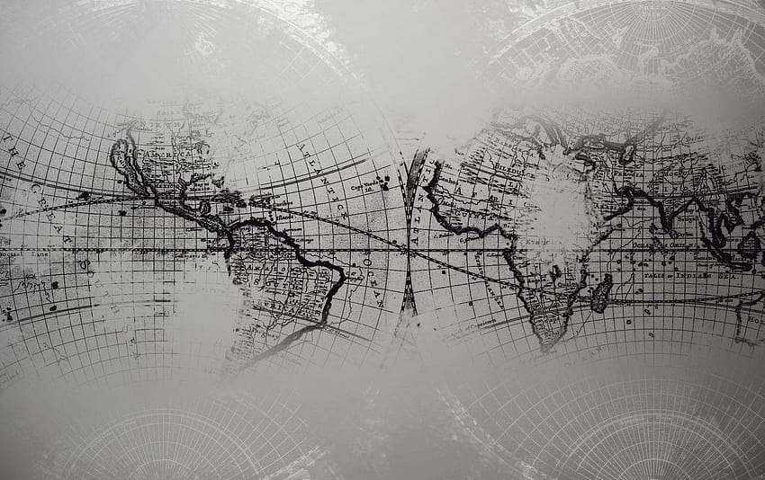Peta Dunia Grayscale Wallpaper HD