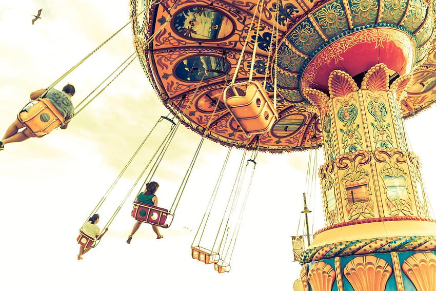 roundabout people gulls giant carousel HD wallpaper