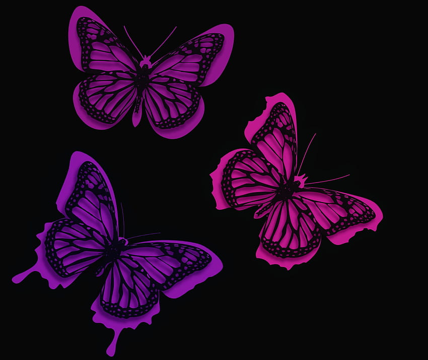 Farfalle rosa Artistiche, farfalle al neon Sfondo HD